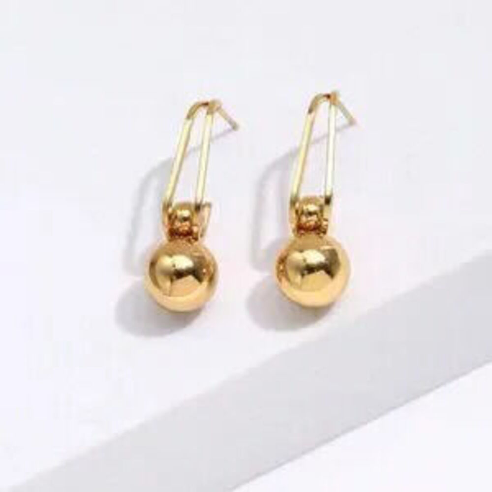 18K Gold-Filled Drop Ball Earrings Gift Minimalist - Picture 2 of 3